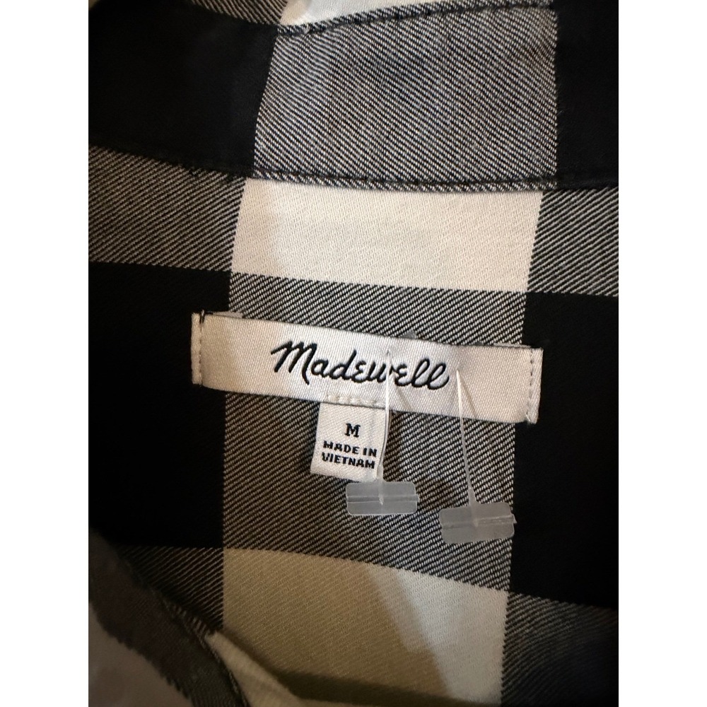 Madewell Buffalo Check Flannel Shirt Womens Medium Black White Plaid Button Down - Picture 2 of 6